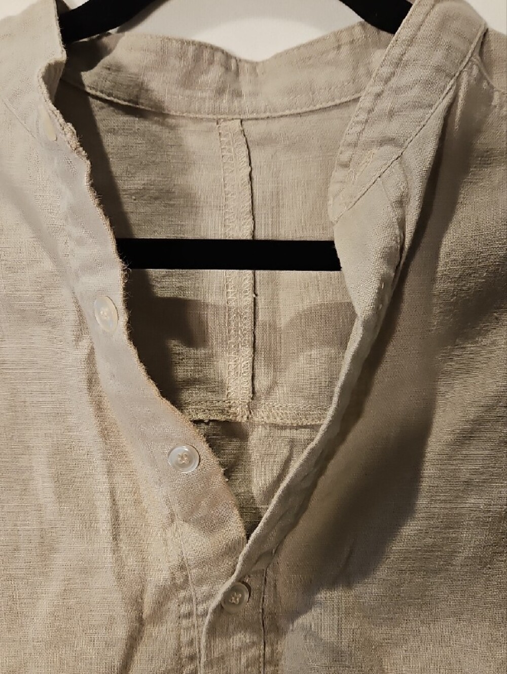 Linen Henley High Quality Construction In Stone Taupe 0013 - Picture 5 of 11